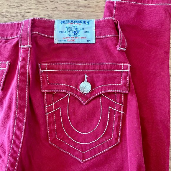 True Religion red leggins size 25 - Picture 2 of 7